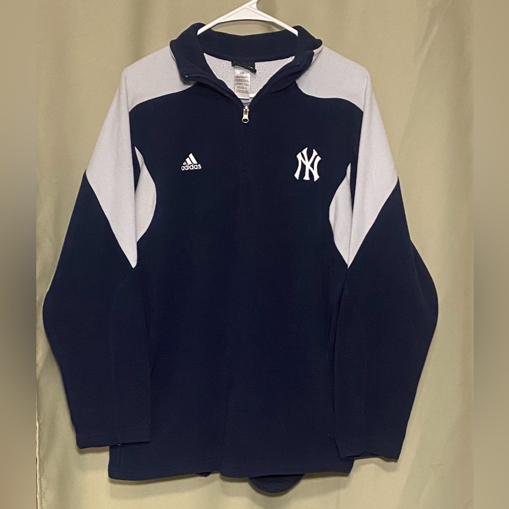 New York Yankees MLB Navy Blue White Logo Fleece Pullover XL 18/20